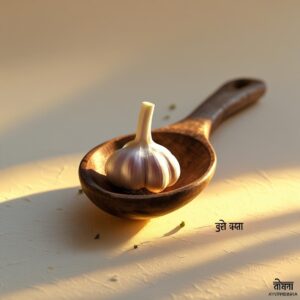 Single-garlic-clove-on-a-spoon-early-morning-light.-Add-text_-_सुबह-खाली-पेट_-in-corner.-Ayurvedic-and-minimal-aesthetic.jpg
