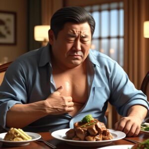 man-sitting-after-a-meal-with-visibly-bloated-stomach-face-shows-discomfort.-